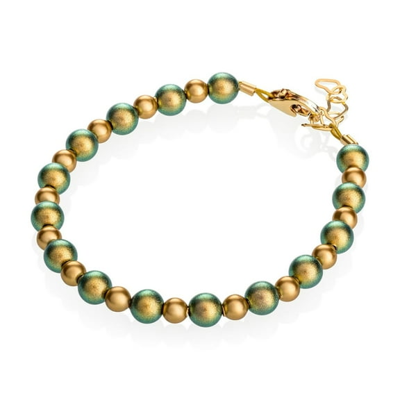 Iridescent green and gold luxury gold-filled baby bracelet gift (B1721)
