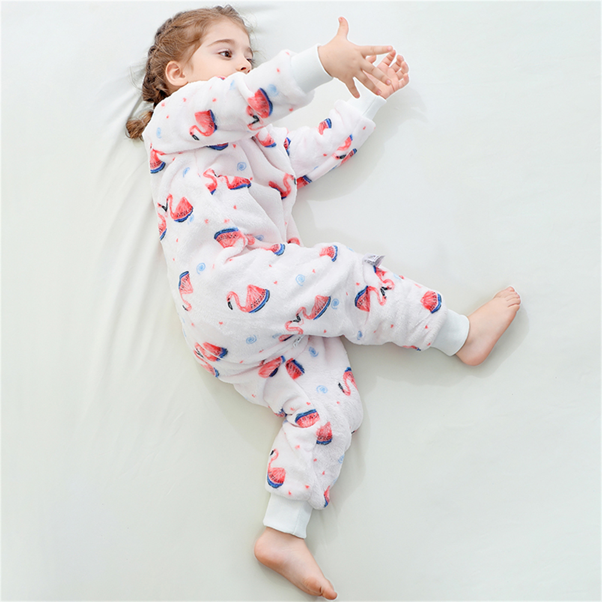 ATAIKU Toddler Sleeping Sack 9M-6T Winter Warm Flannel 2-Way Zipper Baby Sleep Sack with Feet, Infant Animal Flamingos Wearable Blanket