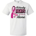 thumbnail image 3 of Inktastic Breast Cancer Awareness Nobody Fights Alone Pink Ribbon T-Shirt, 3 of 5