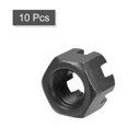 thumbnail image 3 of Tuerca hexagonal ranurada Uxcell M12x1.25mm, tuercas de castillo de acero al carbono grado 4.8, negras, paquete de 10, 3 of 6