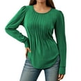 thumbnail image 1 of Huaizzzy Arrivées d'Automne Blouse Chemise à Manches Longues Mode Décontractée Détail à Volants Col Rond Bas Tunique Haut pour Femmes Grande Taille Vêtements pour Femmes Grande Taille Tuniques pour Femmes Hauts de Sarrau Femmes Grande Taille Grande Taille, 1 of 5