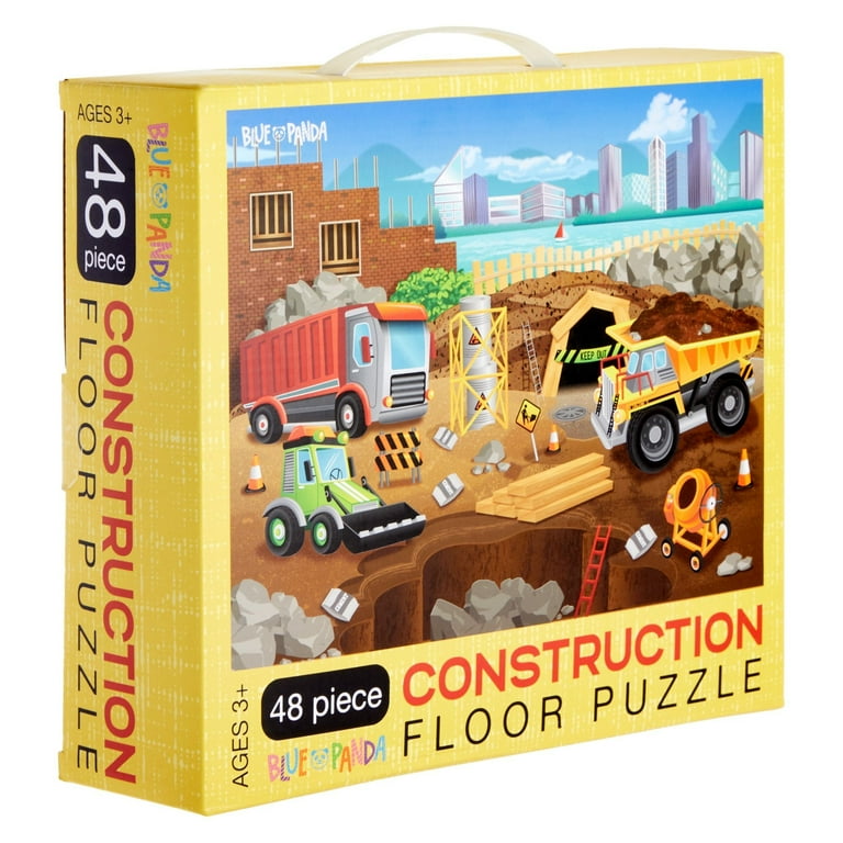 Blue Panda Construction Floor Puzzle for Kids Ages 3-5 and 4-8