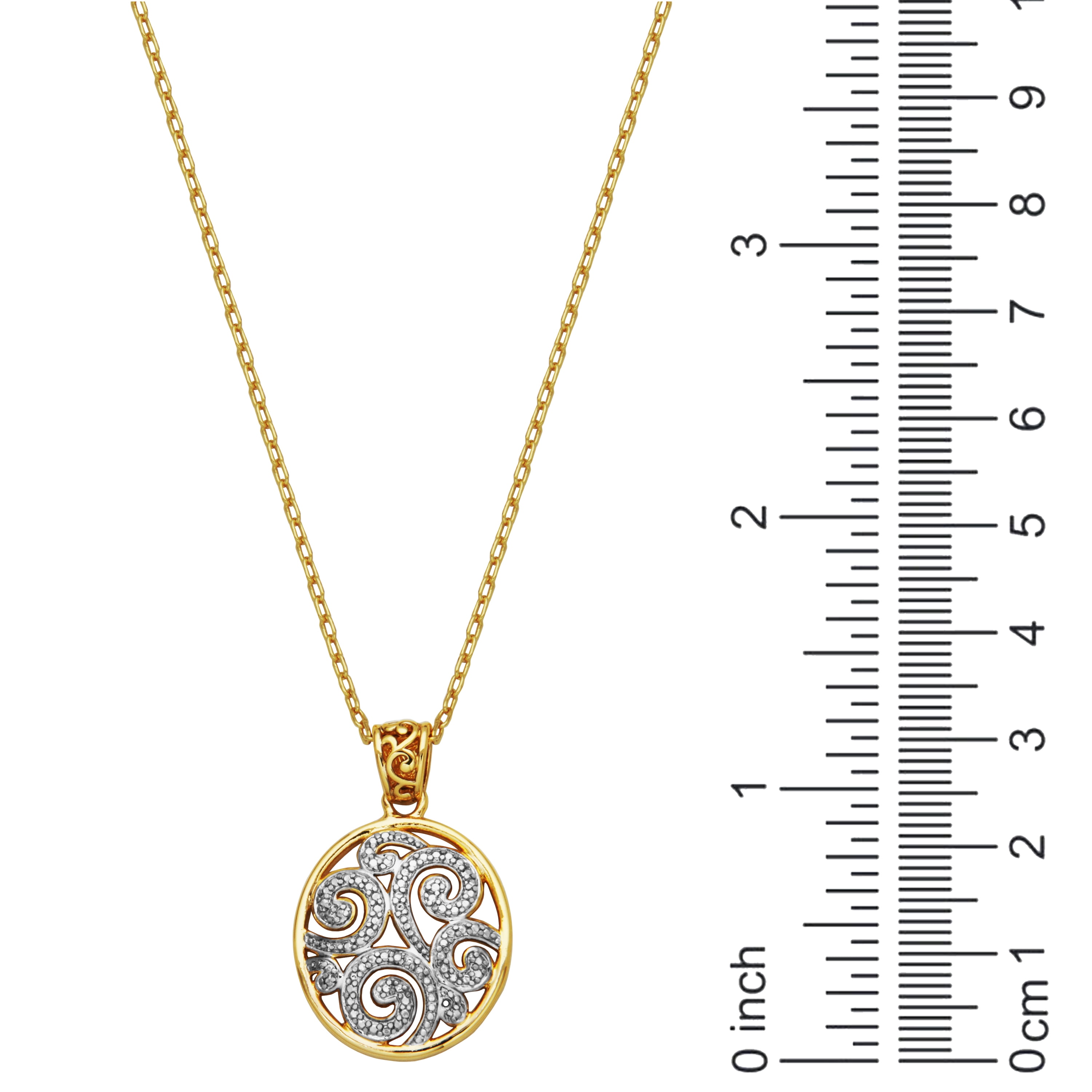 Forever Facets Diamond Accent Paisley Swirl Earring and Pendant Necklace Set in 18k Yellow Gold over Bronze, Adult Female