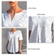 thumbnail image 4 of Mujeres verano Top casual manga corta color puro ojal plisado V Masajeadores de cuello camiseta para mujer, 4 of 6