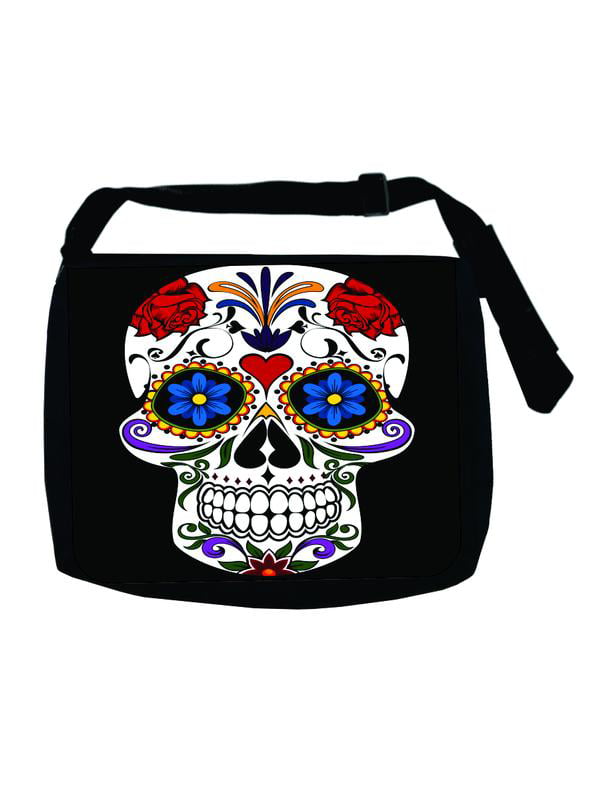 Dead Day Sugar Skull Halloween Canvas Shoulder Tote Bag Fit 15.6 Inch Computer Tote Purses for Trekking Shopping Halloween Large Woman Laptop Tote Bag 