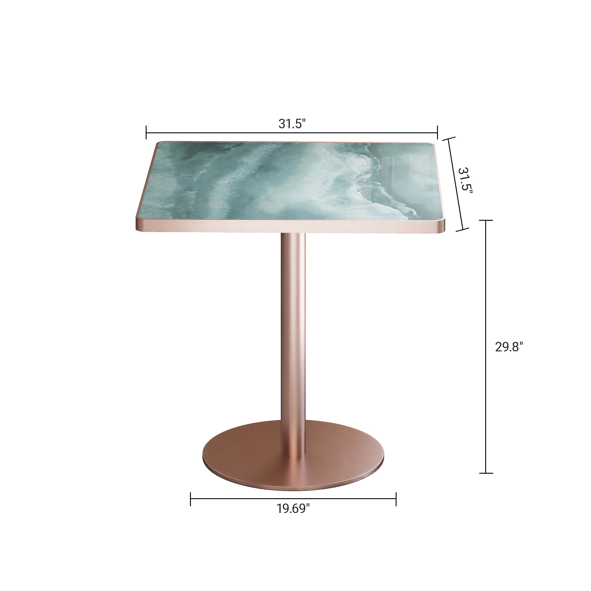 Square Modern Dining Table 31.5" Bistro Tulip Table with Faux Marble Top, White