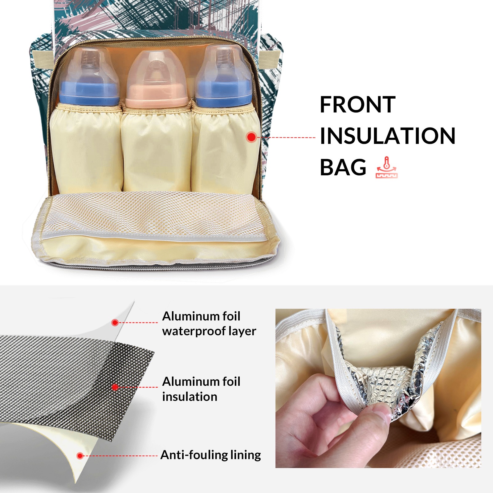 Abstract Geometric Pattern Diaper Bag Backpack – Large Capacity, Insulated Baby Bottle Pocket, Multifunctional Mommy Bag for Boys & Girls