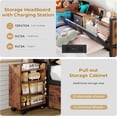 thumbnail image 3 of Upholstered Corner Bed Frame with Storage, 14''H Under LED Daybed Frame with Pull-Out Cabinet and Charging Station & 6 Drawers Underneath for Living Room,Bedroom & Guest Room, Black & Vintage Brown, 3 of 11