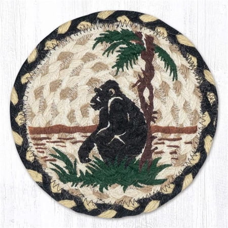 Earth Rug 79-123GS 7 x 7 in. Gorilla Silhouette Braided Round Large Coaster, Multi Color