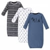 Yoga Sprout Baby Boy Cotton Long-Sleeve Gowns 3pk, Little Man, 0-6 Months