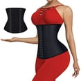 thumbnail image 3 of Entrenador de cintura para mujer, corsé ceñidor de cintura de látex, faja moldeadora de cuerpo con huesos de acero para deportes o Fitness, negro XL Sailing Electrónica, 3 of 6