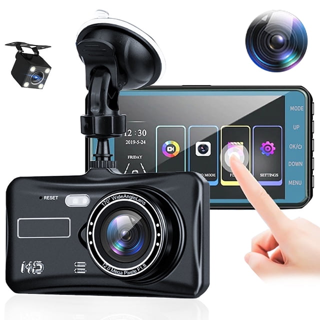 Binmer Wireless Screen For Car With Android Auto 4 Inch Car Stereo 4K Dash Cam 1080p Backup Camera Driving Recorder