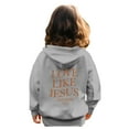 thumbnail image 3 of SonxaHe Little Girls' Hoodies Warm Letter Print Long Sleeve Autumn Pullover Hooded Sweatshirts with Pocket Gray,Sized 5-6, 3 of 8