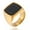Gold (Black Agate), variant on Men Titanium Steel Ring Square Crystal Stone Gemstone Punk Band Wedding Jewelry