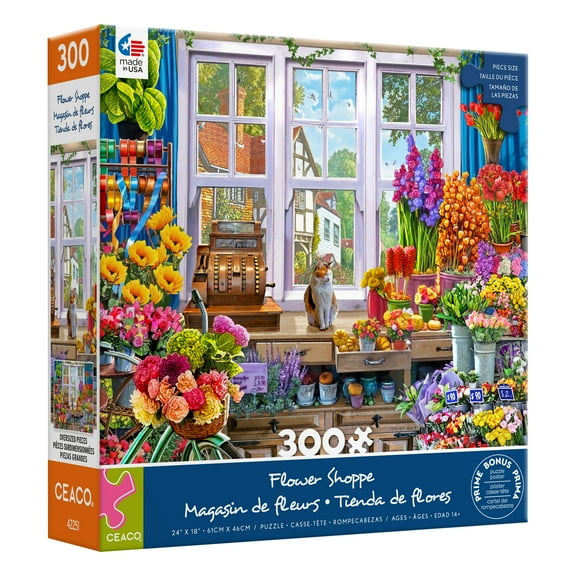 Ceaco 300 Piece Flower Shoppe (Steve Crisp) Interlocking Jigsaw Puzzle