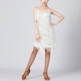 thumbnail image 6 of IBTOM CASTLE Women's Flapper Dress 1920s Sequin Tassel Latin Party Cocktail Dress Ballroom Dance Costume Vintage Fringe Dress 3XL White, 6 of 8