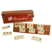 Front Porch Classics | Rummikub Vintage Edition in All-Wood Storage Case with 4 Built-in Player Trays and 106 Rummikub Tiles, for 2 to 4 Players Ages 8 and Up