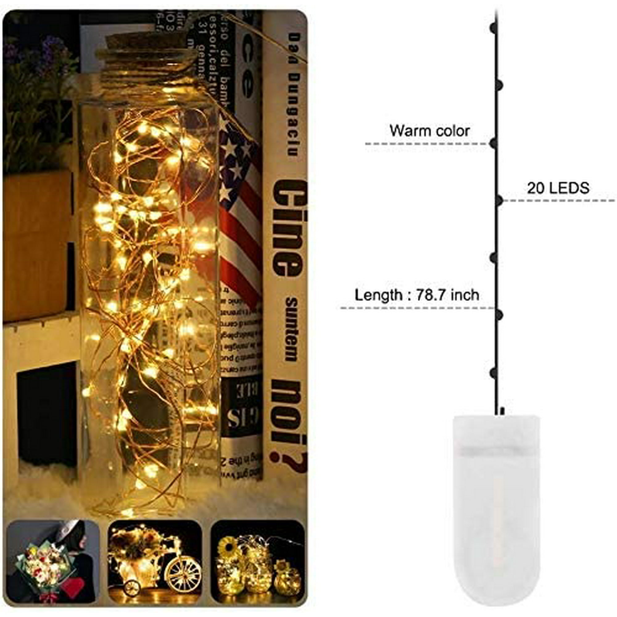 Guirlande Lumineuse Led Batterie, 12 Pices 2m 20led Micro