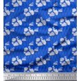 thumbnail image 1 of Soimoi Blue Cotton Duck Fabric Artistic Flower & Dots Print Sewing Fabric Yard 42 Inch Wide, 1 of 3