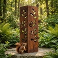 thumbnail image 6 of Rusty Metal Garden Column, 15.7 inches Garden Column Rust Steel Statue without Lid, Modern Garden Sculpture, Metal Patio Landscape Decor, Art Column for Lawn, Porch, Backyard Decoration, Style Q, 6 of 9