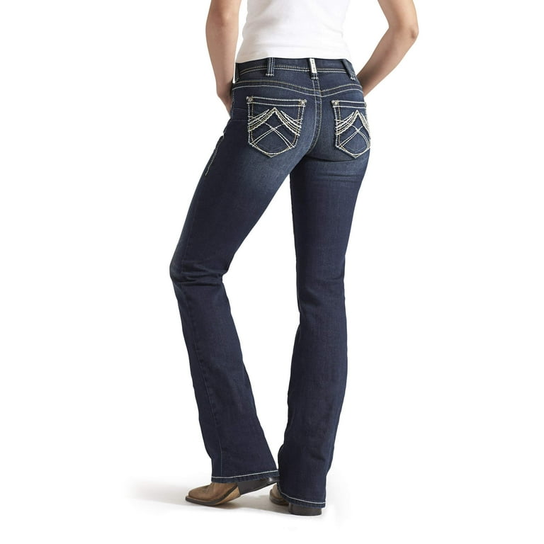 Ariat Women's R.E.A.L. Mid Rise Stretch Whipstitch Boot Cut Jeans (28 ,  Short) 