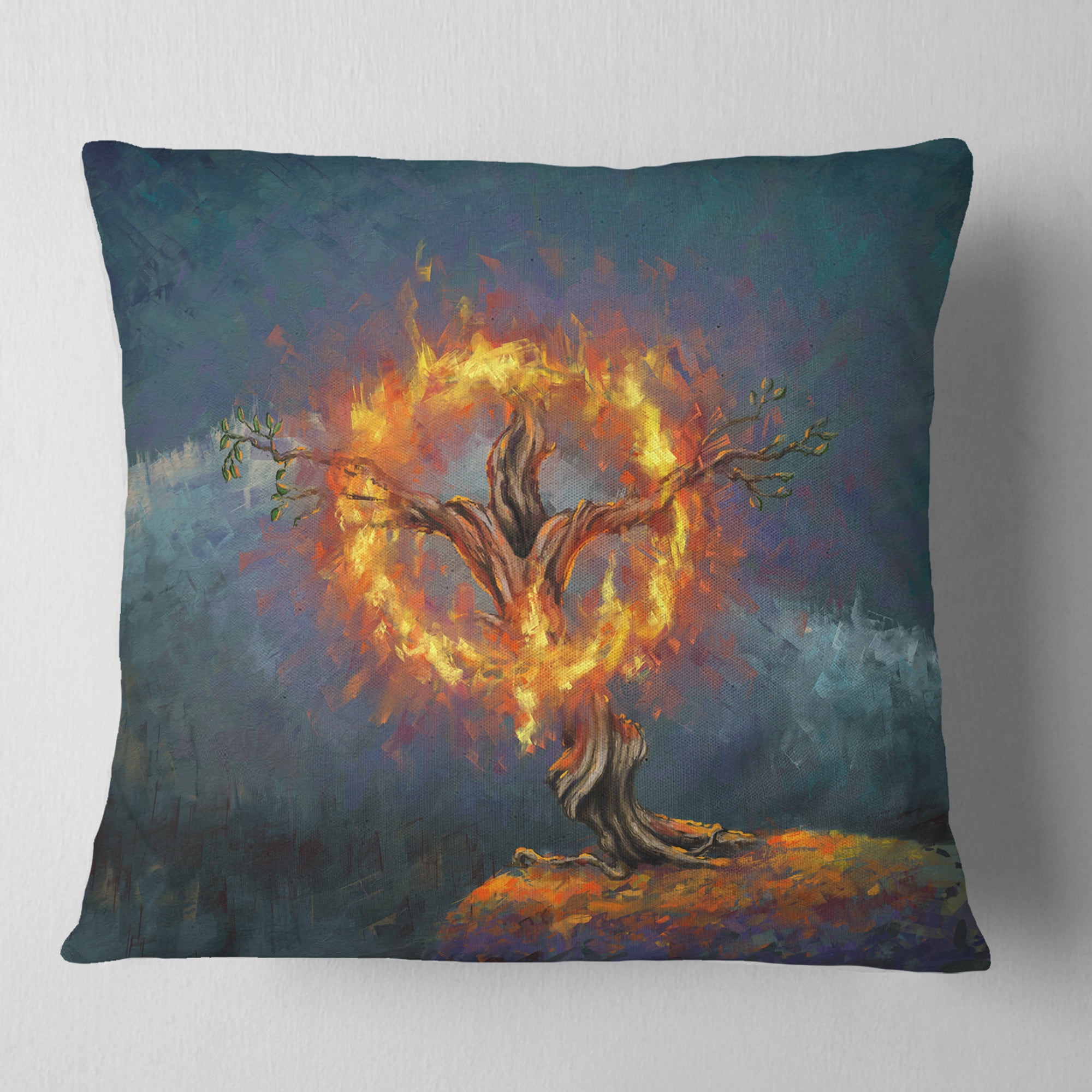 Designart God in the Burning Bush - Landscape Printed Throw Pillow - 18x18