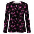 thumbnail image 4 of WEAIXIMIUNG Saint-Valentin Femmes Quotidien Été Imprimé Col Rond Hauts Manches Longues T-Shirt Imprimé Fleur Ample Fendu Côté Tunique, 4 of 4