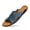 blue, variant on Men Black Grain Leather Crisscross Hollow Flat Slide Sandals Hand Stitched Vintage Casual Slippers
