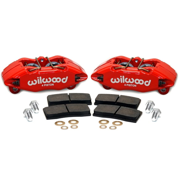Wilwood Brakes Brake Caliper 140-13029-R Lug Mount; Four 1.62 Inch Piston Caliper; With BP-10 Metallic Brake Pads; Powder Coated; Red; Aluminum; With Two Caliper/Brake Pads/Mounting Hardware
