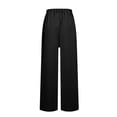 thumbnail image 2 of Fengqque Womens Long Pants High Waist Wide Leg Waist Straps Stretchy Loose Fit Casual Trousers with Pocket Black S, 2 of 5