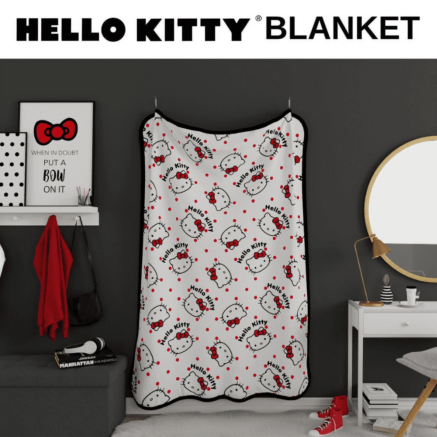 Hello Kitty Plush Blanket, Twin/Full Size, 62 x 90