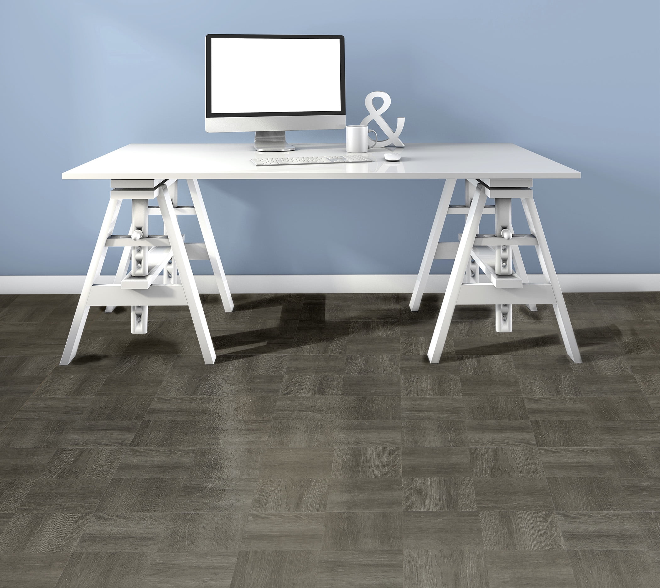Achim Charcoal Grey 12-in x 12-in 1mm. Self Adhesive Vinyl Floor Tiles - 45 Tiles /45 Sq. ft.