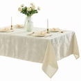 thumbnail image 3 of Barcelona Luxury Damask Fabric Tablecloth 60 Wide x 144 Rec Antique White 100 Polyester No Iron Soil Resistant Dining Room Party and Banquet Table Cover, 3 of 10
