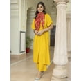 thumbnail image 3 of Janasya Women's Mustard Rayon Solid Dress with Palazzo and Scarf, 3 of 6