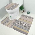 thumbnail image 2 of Beige Geometric Triangle Stripe Pattern Bathroom Rugs Sets 3 Piece,Toilet Cover Set,Absorbent Non Slip Bathroom Mats Sets with U-Shaped Contour Rug Toilet Rug Set, 2 of 5