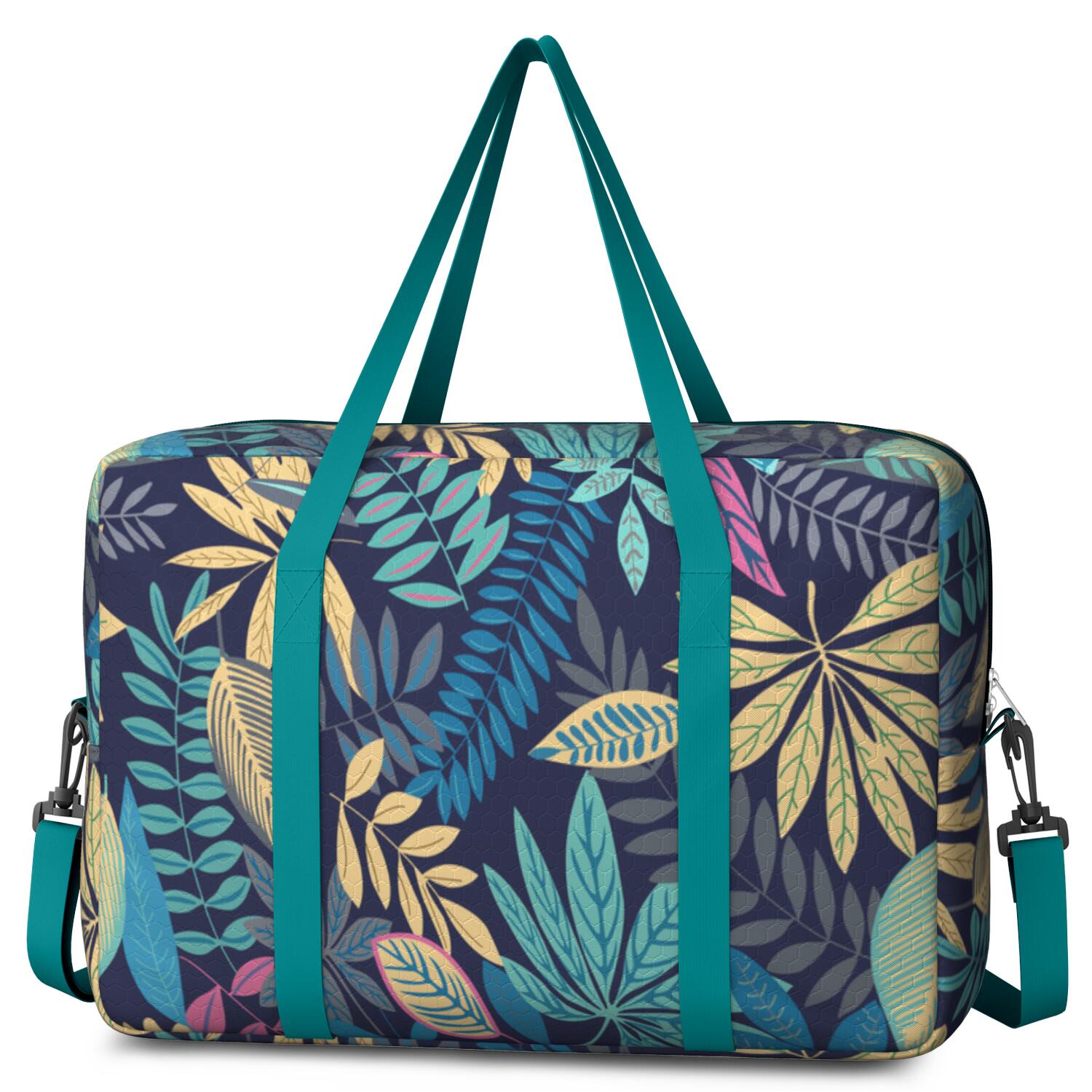 For Spirit Airlines Personal Item Bag 18x14x8 Inch, Floral Weekender Travel Bag, Foldable Travel Duffel Bag Underseat Carry on Bag with Luggage Sleeve for Women and Men 30L