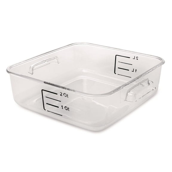 Rubbermaid Commercial SpaceSaver Square Containers, 2 qt, 8.8 x 8.75 x 2.7, Clear, Plastic