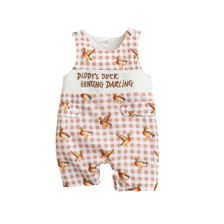 Curuila Baby Girls Romper Sleeveless Cartoon Embroider Plaid Print Crew Neck Bodysuits Fashionable Soft Jumpsuit White Size 12-18 Months