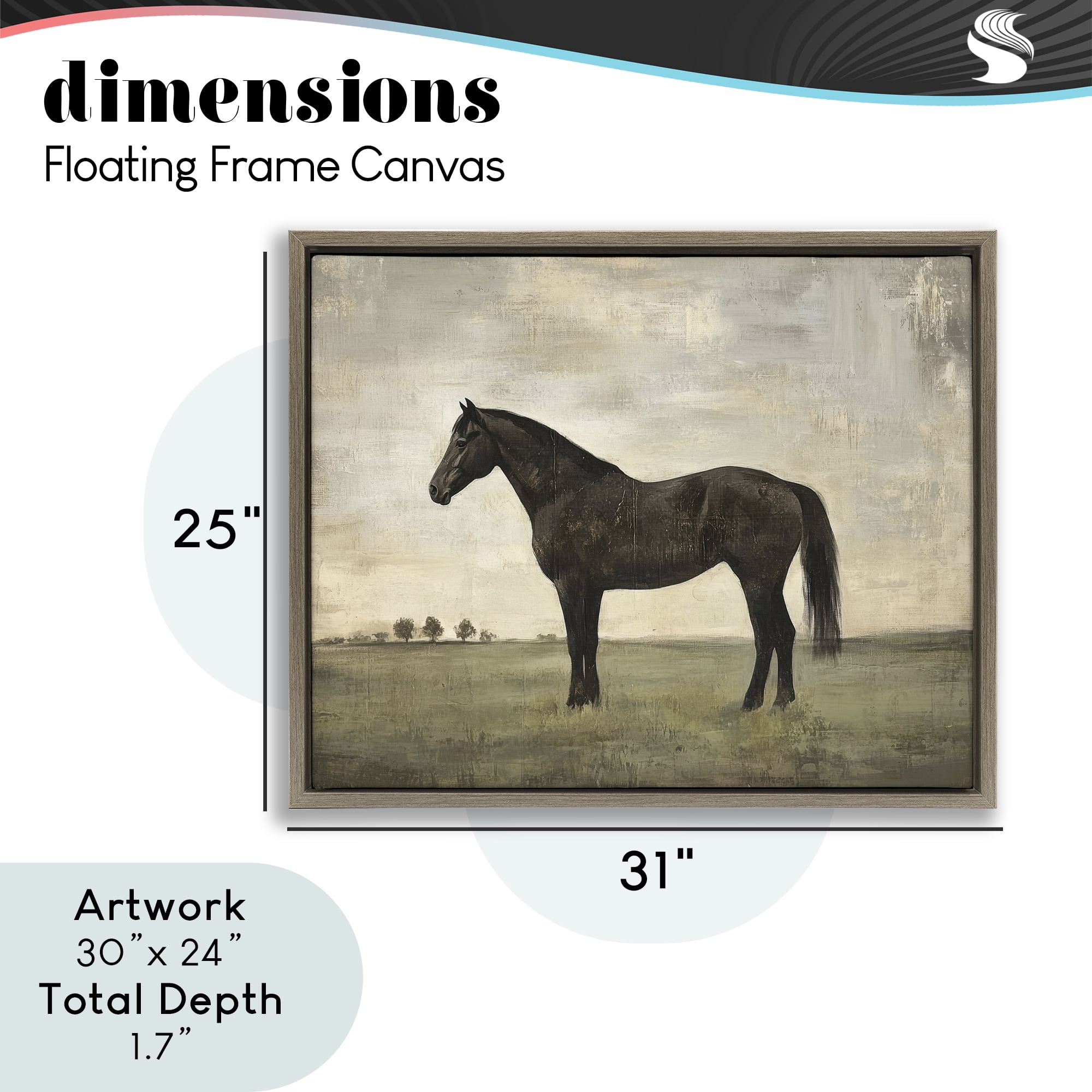 Stupell Industries Distressed Horse Portrait Brown Framed Floater Canvas Wall Art, design by Petal Prints Design