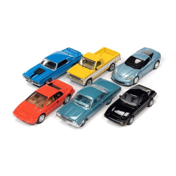 Johnny Lightning Classic Gold 2021 Release 4 Set A Diecast Car Set - Box of 6 assorted 1/64 Scale Diecast Model Cars