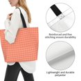 thumbnail image 3 of Balery Orange Gingham Bolsa Tote Estilo Estético con Cremalleras, Bolsa de Hombro, Bolsa de Compras Grande y Plegable, 3 of 8