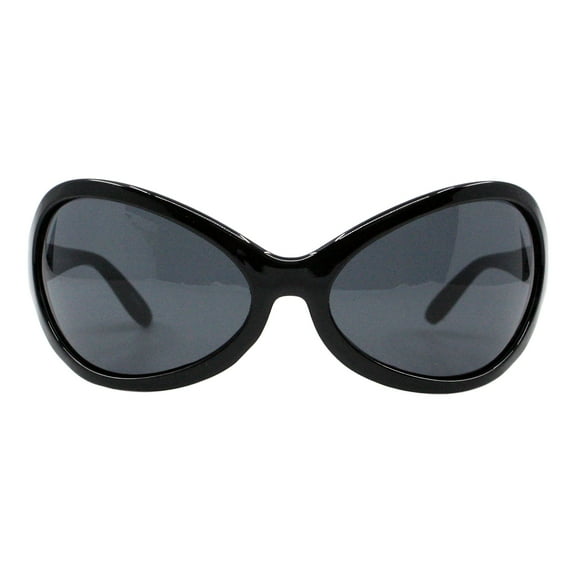 Wide Oversized Sunglasses Wrap Around Shield Oval Butterfly Bug Eye UV400 Black