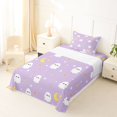 thumbnail image 5 of Manfei Cartoon Cute Ghost Twin Sheets,Sugar Skeleton Print Halloween Bedding,3pcs,1 Flat Sheet,1 Fitted Sheet and 1 Pillowcase, 5 of 6