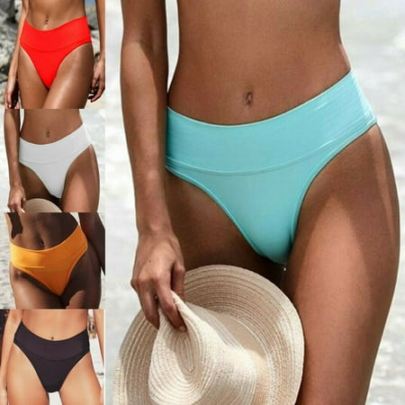 The Noble Collection Womens Sexy Bikini Thong Bottom Brazilian V Cheeky Ruched Swimwear High