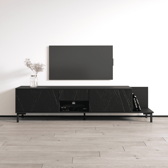 Marmo TV Stand for TVs up to 85", Modern Matte 77" Entertainment Center, TV Media Console with Storage Cabinets