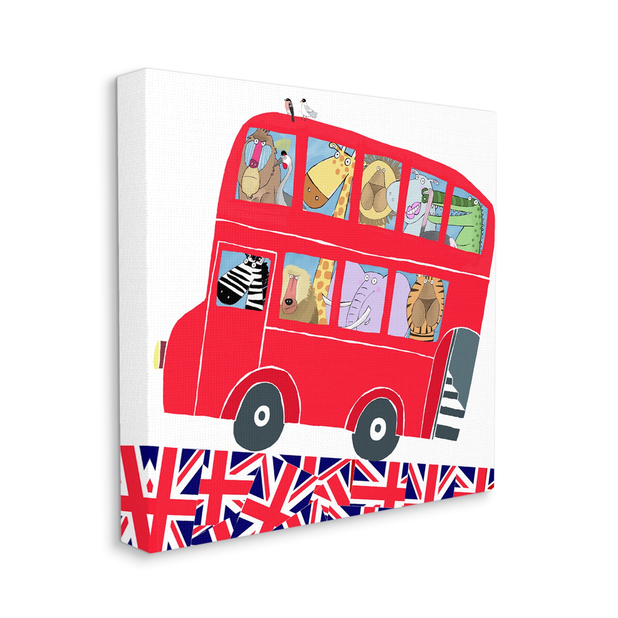 Stupell Industries UK Travel Animal Bus Animals & Insects Painting Gallery Wrapped Canvas Print Wall Art, 17 x 17