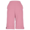 thumbnail image 4 of Shorts for Womens Summer Casual Elastic Waist Drawstring Shorts with Pockets Knee Length Bermuda Shorts Rolled Hem Button Beach Pants, 4 of 8