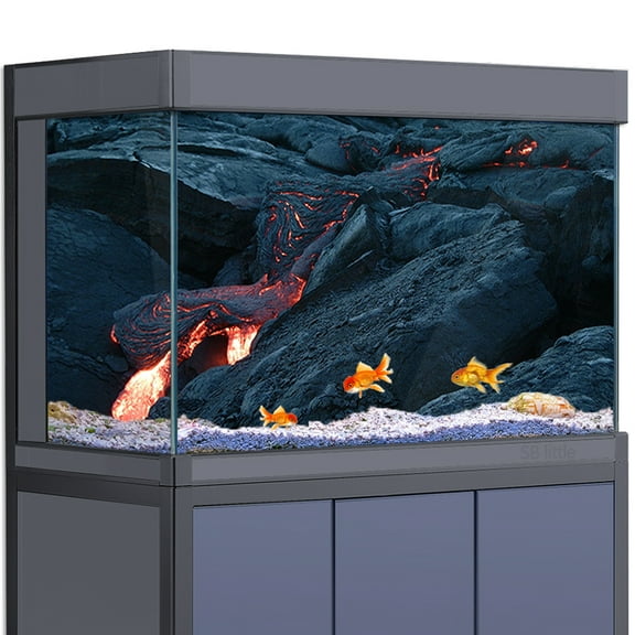 Aquarium Background Sticker - Lava Rock Volcano  HD Poster Decoration - for 5-60 Gallon Fish Tanks Terrarium