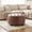 Brown, variant on FOROUTIA 29.1" Round Storage Ottoman Coffee Table, Tufted Faux Leather Rolling Ottoman with Wooden Tray & Lockable Wheels, Multi-Functional Footrest Storage Bench for Living Room Bedroom, Dark Brown