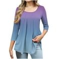 thumbnail image 2 of Women's 3/4 Sleeve Tunic Tops Casual Loose Fit Floral Blouses Mesh Pleated Layered Shirt, Limited Time Under 10 Dollars SA-501, 2 of 6